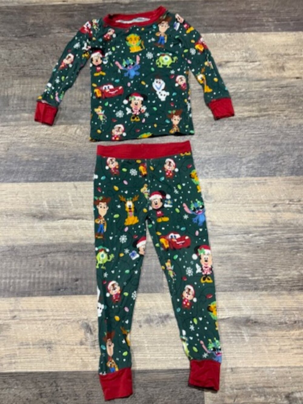 Little Sleepies Two-Piece Pajama Set Size 2T Disney Christmas Print